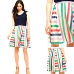 Eva Franco Stripe Mesh Skirt Multicolor Textured Flare Retro Style 4 Photo 1