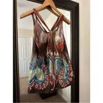 Moon Collection Women’s Boho Paisley Tank Top S Multicolor Tie Front Festival Photo 4