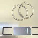 Vintage Signed 925 Sterling Silver 1.5” Hollow Tube Hoop Earrings 4g. Photo 8