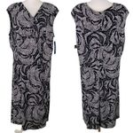 CHAPS Dress 24/24W Black Cream V-Neck Cap Sleeves Stretch New Photo 1