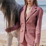 House Of CB  'Kiera' Warm Pink Vegan Leather Oversized Blazer NWOT size‎ M Photo 0