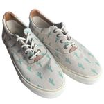 GH Bass Navigate Critter Womens 7M Cactus Print Beige Linen Canvas Boat Shoes Size 7 Photo 1