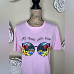 SheIn NTM: Stay Trippy Little Hippy Light Pink Graphic T Shirt in Size Medium Photo 3