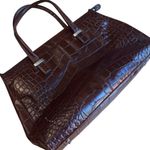 Knomo London Faux Croc Burgundy Laptop Tote Bag 18 x 12 x 6 Structured Chic GUC Brown Photo 4