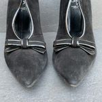 Vintage Icone Black Suede Heels 38.5/US 7.5 Italy Patent Bow 90s Photo 3