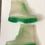 Rock & Candy Clear/Green Jelly Rain Boots Lace Up 6 Cabincore Fisherman Festival Green Photo 4