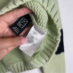 Tibi  Intarsia Cropped Pullover Pistachio Black Spotted Sweater Extra Small Photo 3