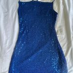 Windsor Blue Sequin Homecoming Dress Photo 0