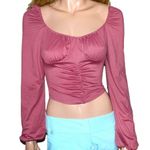 Chocolate Toasted Mauve Boho Crinkle Top M Photo 2