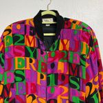 Spenser Jeremy Black Alphabet Silk Vintage Bomber Jacket Sz M Size M Photo 2