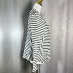 Dojam Left Coast Collection Striped Open Front Ruffle Hem Jacket Women's Small Black Photo 2