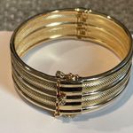 Adina Eden Solid Double Row Indented Bangle Bracelet, Gold Photo 1