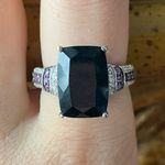 Natural Black Jade Pink Sapphire Sterling Silver Ring Size 8 Photo 0