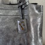 Furla Metallic Silver Leather Tote Bag EUC Photo 1