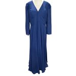 JJs House Chiffon Evening Dress Womens 10 Blue V Neck Floor Length Formal Gown Photo 1