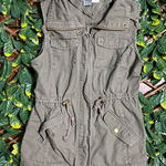 Sebby  100% Cotton Army Green Utility Cargo Vest Size Small Photo 0