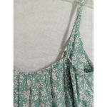 Zaful  Tank Sz 4 Small Green Floral‎ Ruffled Pleated Button Adjustable Straps Photo 6