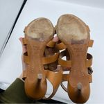 Ralph Lauren POLO RALPH‎ LAUREN Vachetta Leather Heeled Sandal In Cuoio brown size 7.5 office Photo 6