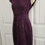 Calvin Klein Aubergine Faux Suede Sheath Dress Cap Sleeves Coin Zipper Sz 4 Photo 0