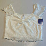 Abound  Womens Small White Lace Cap Sleeve Top Womens Small‎ Cute Summer Crop Top Photo 0