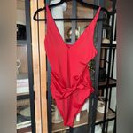 ANDIE  The Amor One Piece swimsuit bow Eco Nylon Crimson Long Torso tall vneck Photo 1