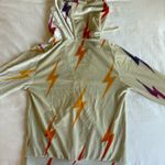 Aviator Nation  Retro Satin Full Zip | Off-White & Pink, Orange, Purlpe Bolts Photo 2