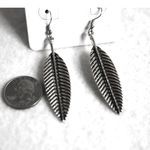 NWT Sophisticated Retro Silver Etched American Native Dangle Fish Hook Earrings Photo 1