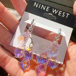 Nine West  transparent crystal drops silver tone earring 925 sterling silver post Photo 3
