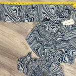 Streetwear Society NWT 2 Tone Blue & White Abstract Print Sheer Long Sleeve Wrap Photo 11