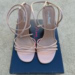 Boutique Nude Faux Patent Leather Strappy Heels Photo 1