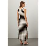 JASON WU Black White Striped Knit Boat Neck Vacay Maxi Dress Size Medium Photo 1
