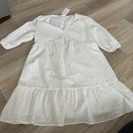 New Isabel Maternity White Eyelet Lace Tiered Midi Dress Maternity L Size L Photo 0