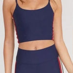 Spiritual Gangster Practice Cami Navy Blue Side Stripe Crop Top Size Small Photo 0