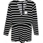 Isla_Co Womens Before The Dawn Playsuit Romper Black White Stripe Size Large Photo 2