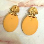 P.E.P vintage satin brushed gold tone yellow statement post earrings Photo 4