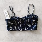 Roxy Starlet Bralette Top Vacation Pullover Smocked Back Navy and White Size S Photo 4