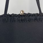 Vintage Black satin fringe bag. Black Photo 8