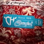 Cowgirl Hardware Western Floral Sequin Shirt Pearl Buttons Women's L Red Dainty Size L Photo 3