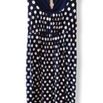 A pea in the pod Maternity Dress with Flower Belt Navy Polka Dot Dress, SZ S Photo 0