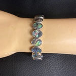 Mermaidcore Abalone Shell Oval Link Bracelet Silver Tone Unbranded Photo 1