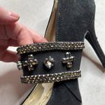 Avon Mark. Black Suede Jewel Encrusted High Heels Size 9 Photo 4