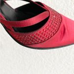 Vintage ESCADA Red Satin Embellished Pointy Toe Sling Back High Heels Pump 37 Size 6 Photo 9