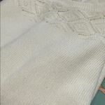 Loft  Ivory Knit Sweater Diamond crochet Stitch Crewneck Size Medium Photo 9