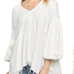 Free People  We the Free Flower Power Gauzy Gauze White 3/4 Sleeve Blouse XS Photo 0