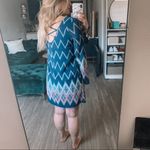 Xhilaration Blue Chevron Criss Cross Lace-Front Knee Length Boho Dress Size M Photo 4