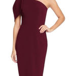 Dress the Population Tiffany One Shoulder Bow Detail Midi Sheath Large Burgundy Photo 0