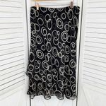 Karin Stevens Layered Chiffon Geometric Circle Print Midi Skirt Black 16W Photo 7