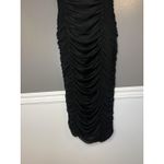 Club L London Dress Womens 10 Black Ruched Bodycon Midi Spaghetti Strap Made UK Photo 2