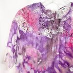 Old Navy  Large Top‎ Handmade Tie Dye Crochet Lace Pink Purple Short Sleeve 1644 Photo 4