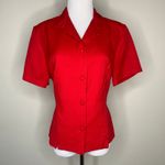 Sag Harbor Red Vintage Tie Back Short Sleeve Button Up Blouse Sz Medium Photo 0